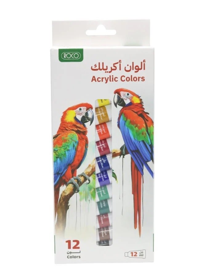 روكو مجموعة ألوان أكريليك مكونة من 12 قطعة، ألوان متنوعة - Image 1