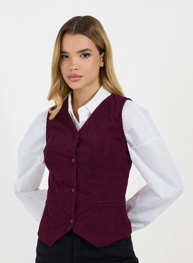 Styli Corduroy V Neck Waistcoat