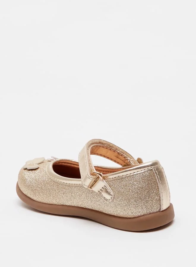 Barefeet Embellished Mary Jane Shoes with Hook and Loop Closure
