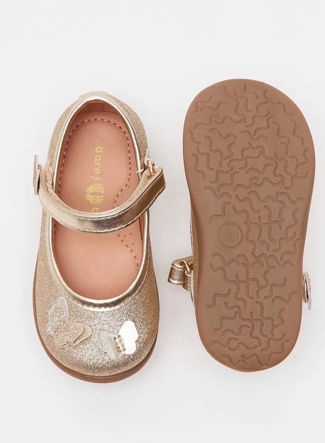 Barefeet Embellished Mary Jane Shoes with Hook and Loop Closure
