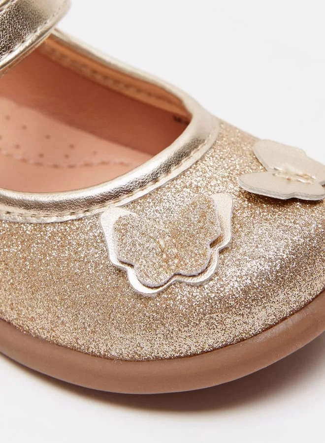 Barefeet Embellished Mary Jane Shoes with Hook and Loop Closure