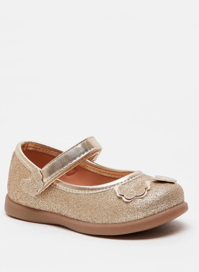 Barefeet Embellished Mary Jane Shoes with Hook and Loop Closure