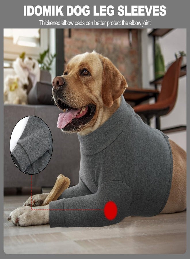 IDOMIK Dog Recovery Suit, Dog Surgery Recovery Suit Front Legs, Comfy Joint Leg Sleeves After Surgery, Elbow Braces Protector for Leg Injuries & Joint Pain, Cone Collar Alternatives,Grey,M - Image 3