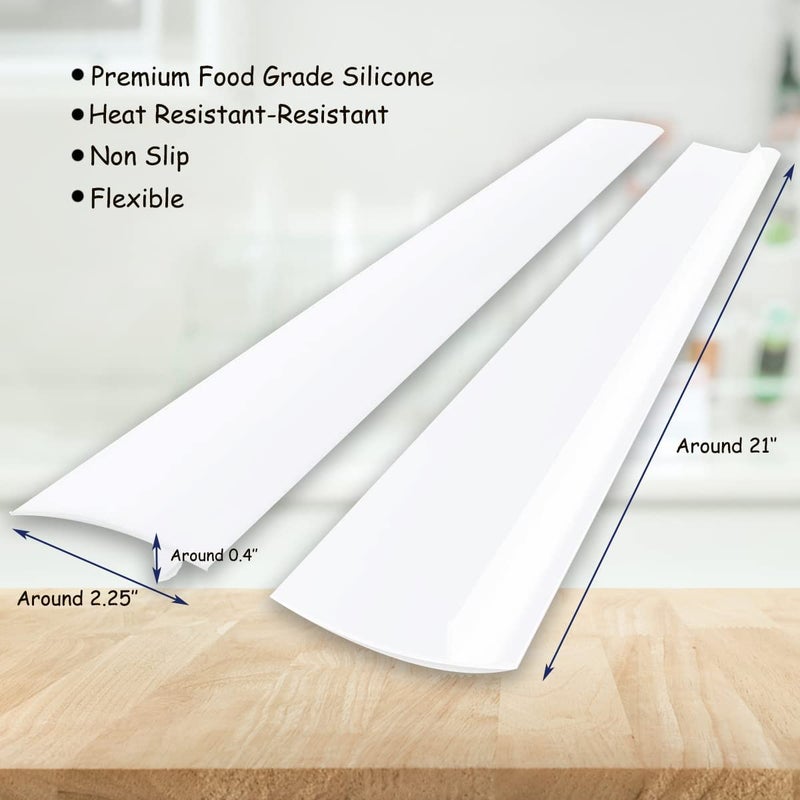 HELESIN Silicone Gap Cover  (2 Pack) Silicone Gap Stopper Kitchen Stove Counter Gap Covers - Flexible Stove Space Fillers  Food Grade (21Inches  White) - Image 2