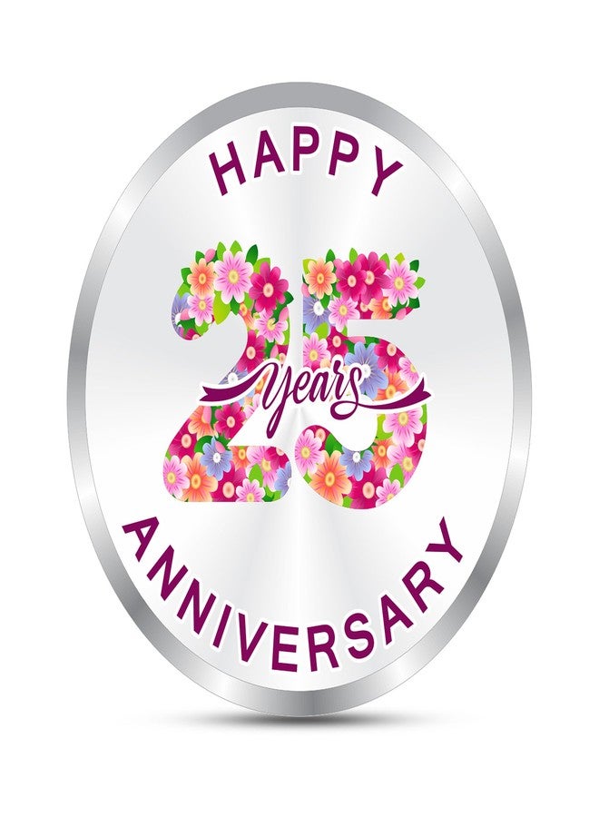 ACPL Precious Moments BIS Hallmarked 5 Gram Silver Coin 25th & 50th Happy Anniversary Floral Design With 999 Purity - Image 1