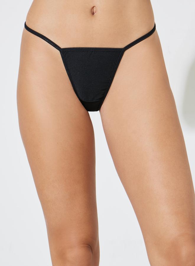 Styli Black Contrast Trim Slip With High Slit And Brief Set - Image 4