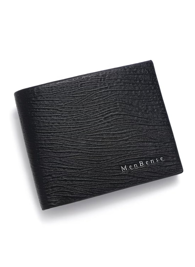MenBense Leather Wallet for Men, Business Wallet，Custom Birthday Gifts for Men, Son, Grandpa, and Boyfriend, Wedding, Anniversary, Graduate--Black - Image 1