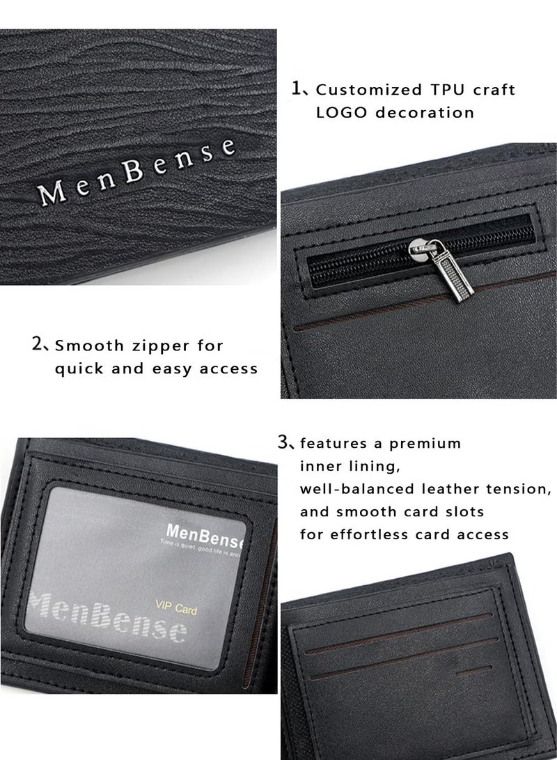 MenBense Leather Wallet for Men, Business Wallet，Custom Birthday Gifts for Men, Son, Grandpa, and Boyfriend, Wedding, Anniversary, Graduate--Black - Image 4