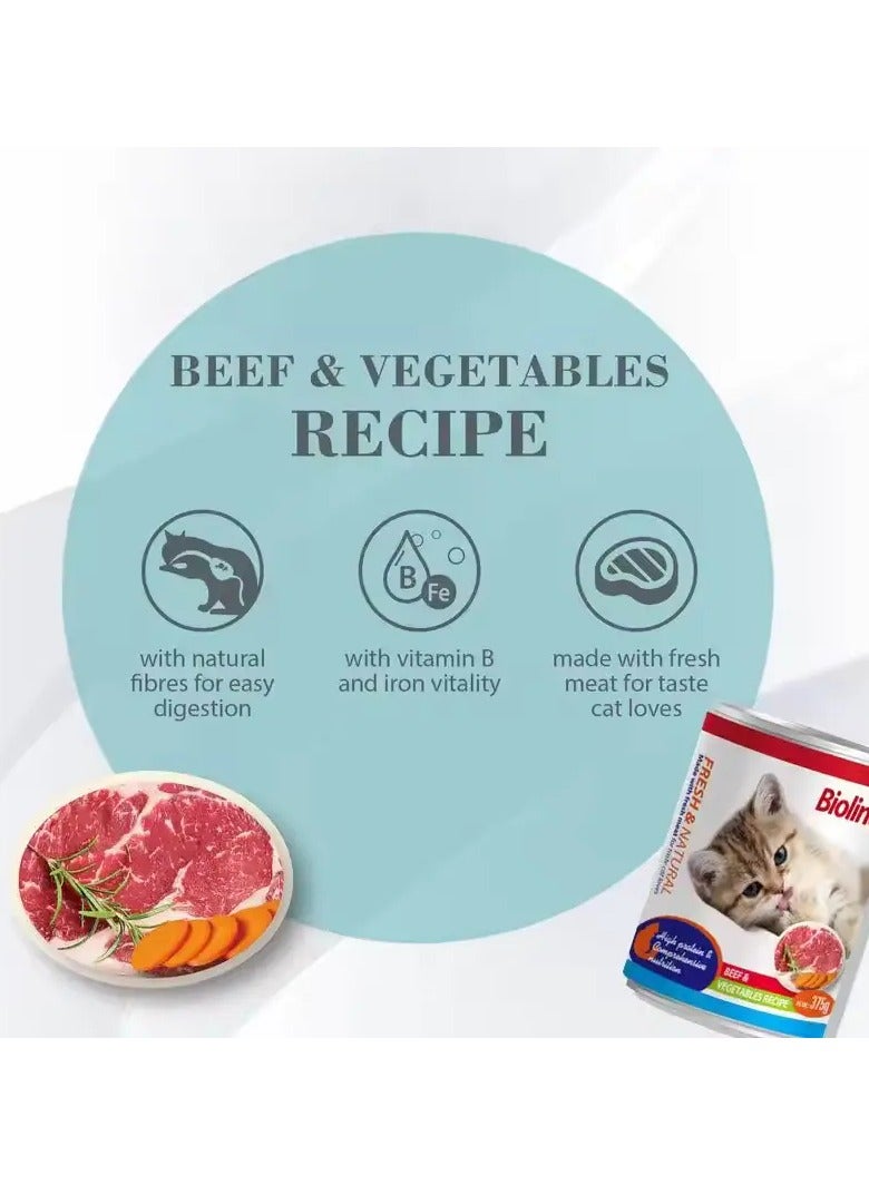 Bioline Canned Cat Food 375g-[Flavor - Beef & Vegetables] - Image 2