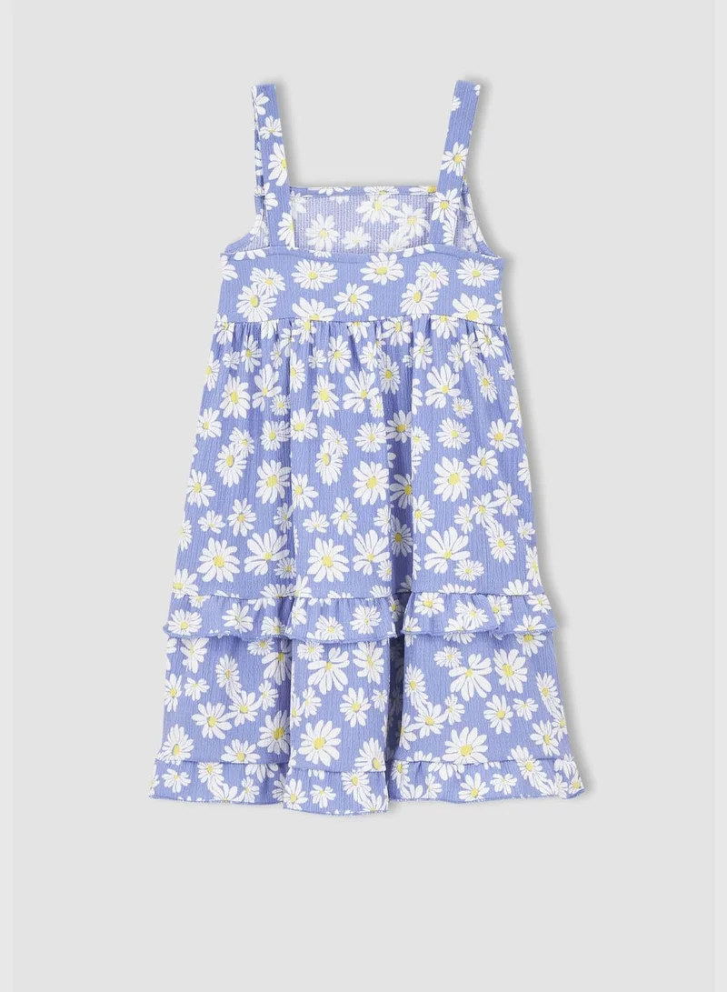 ديفاكتو Regular Fit Strappy Floral Print Dress