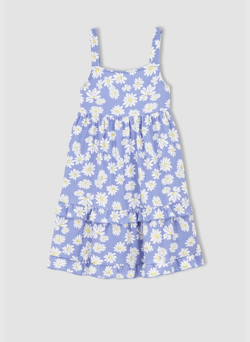 ديفاكتو Regular Fit Strappy Floral Print Dress