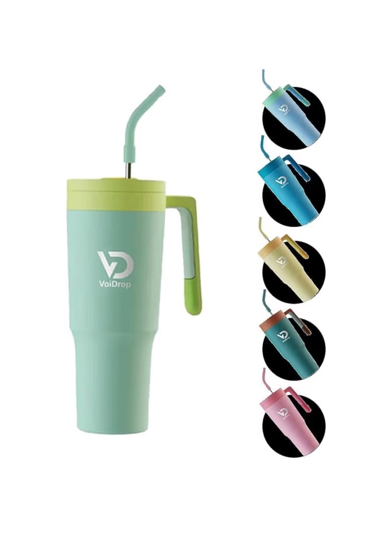VoiDrop Stainless Steel Vacuum, 1200ml Straw Lid, Stainless Steel Insulated Travel Mug- Modern Insulated Tumblers Cupholder Friendly Keeps Cold for 24 Hours