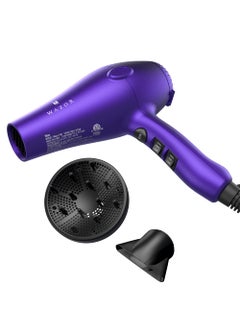 MHU Purple Professional Light Weight Hair Dryer 1875W Tourmaline Ceramic Negative Ionic Blow Dryer with Diffuser  Concentrator  Comb 