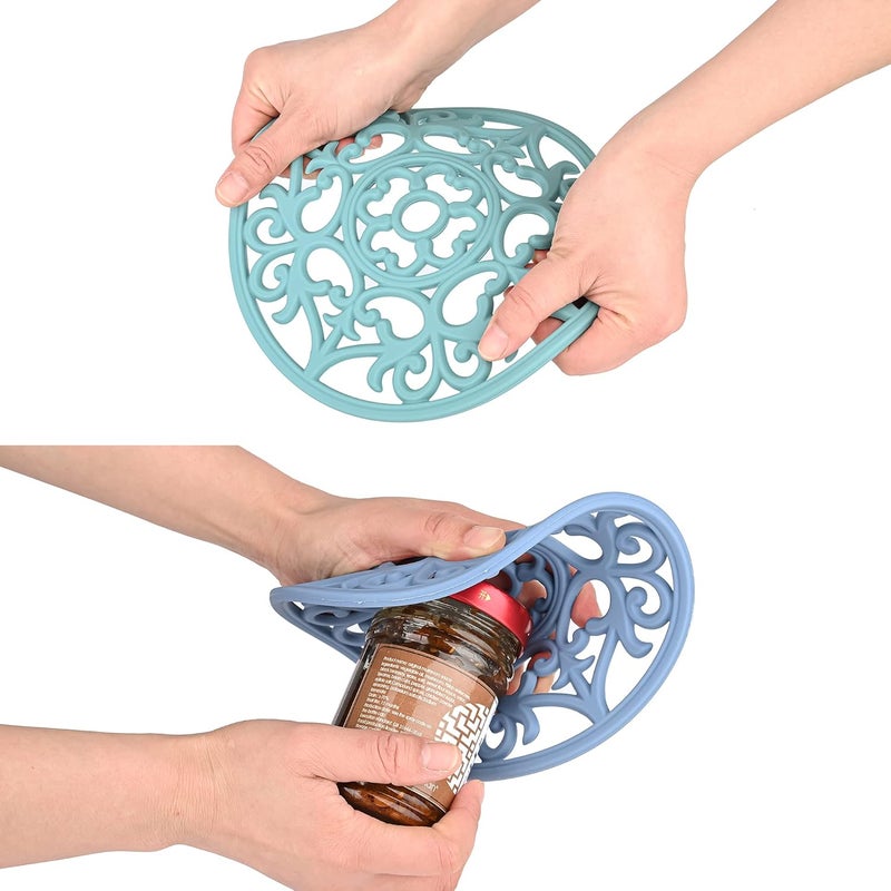 Smithcraft Smitchraft Silicone Trivets for Hot Dishes Pots  Pans MultiUse Hot Pads Kitchen Quartz Countertops Pot Holders Trivet Mat NonStick Carved Heat Resistant Mats for Counter  Table Set 3 Biege - Image 4