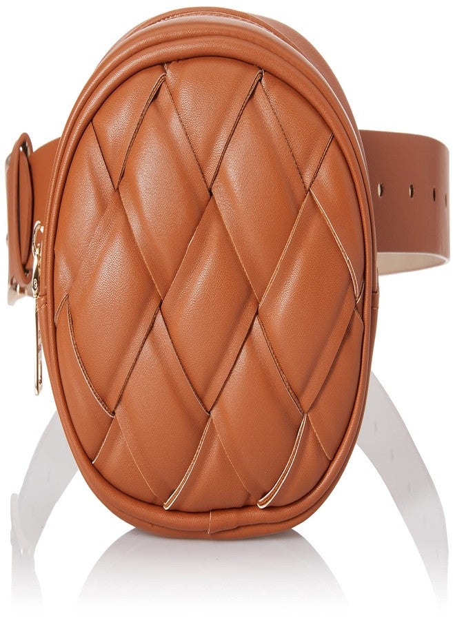 Steve Madden Basket Weave Belt Bag, Cognac, M - Image 1