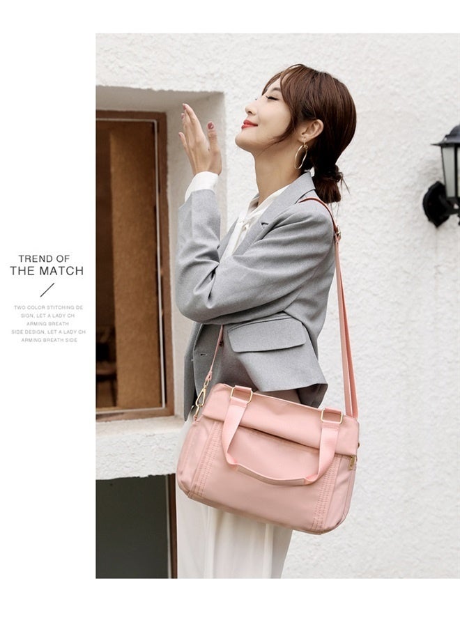 Crossbody Bag Nylon Shoulder Bag Women Multi-pocket Handbag Ladies Satchel Tote for Travel Work Daily Use pink  - Image 2