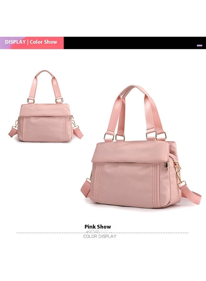 Crossbody Bag Nylon Shoulder Bag Women Multi-pocket Handbag Ladies Satchel Tote for Travel Work Daily Use pink  - Image 3