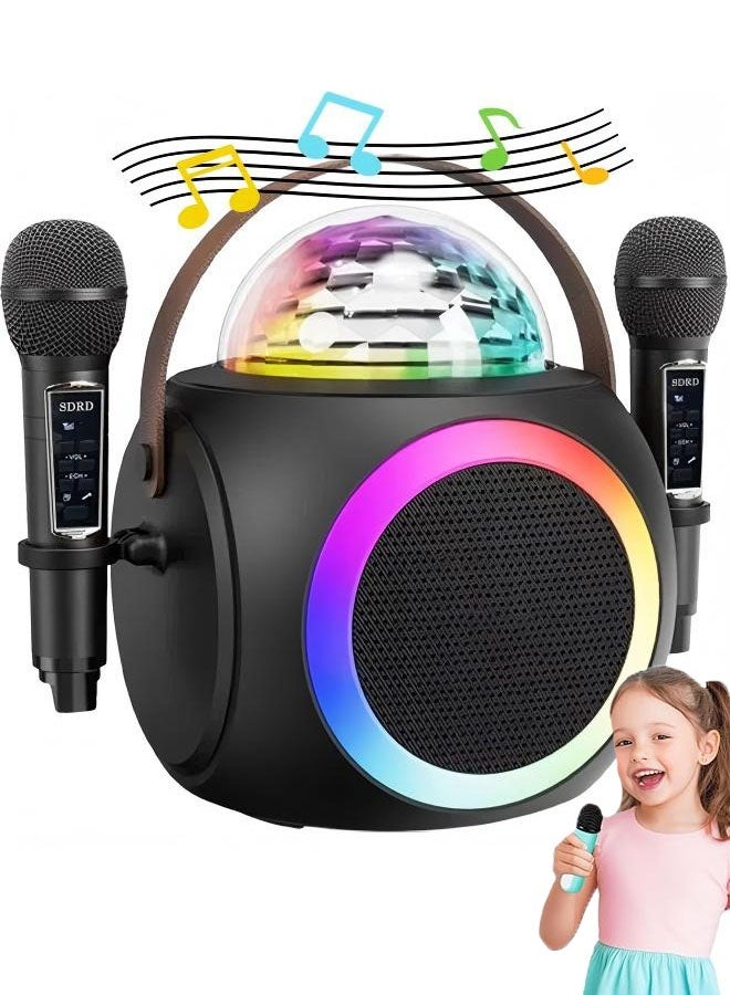 Karaoke Machine for Adults and Kids, Portable Bluetooth Speaker with 2 UHF Wireless Microphones PA System with Disco BallWith Voice Modulation,Light Effect, Bass Tremolo, Supports USB/TF/AUX for Home Party - Image 1