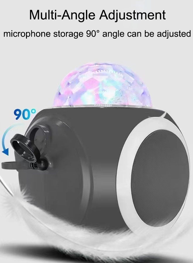 Karaoke Machine for Adults and Kids, Portable Bluetooth Speaker with 2 UHF Wireless Microphones PA System with Disco BallWith Voice Modulation,Light Effect, Bass Tremolo, Supports USB/TF/AUX for Home Party - Image 5