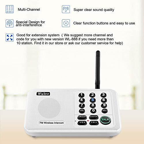 Wuloo Intercoms Wireless for Home 5280 Feet Range 10 Channel 3 Code, Wireless Intercom System for Home House Business Office, Room to Room Intercom, Home Communication System (2 Units Set, White) - Image 2