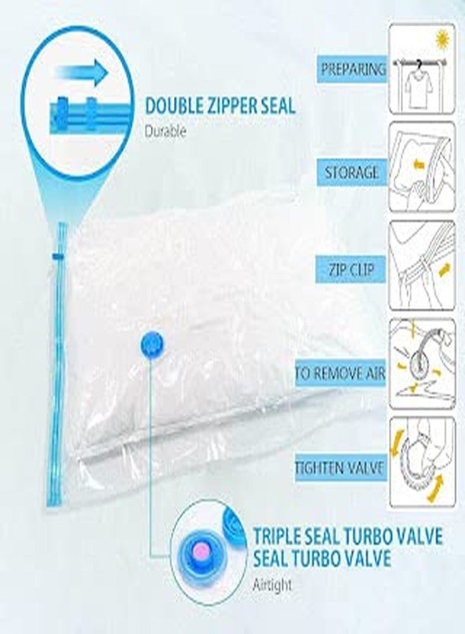Aider Heavy Quality Vacuum Storage Reusable Zip Lock Smart Space Saver Bags with Hand Pump for Travel-M - Image 4