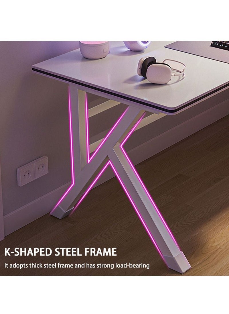 Arabest Simple White Computer Desk Home Desktop Live Streaming Esports Desk Office Desk Study Desk 140 X 60 X 75cm  - Image 3