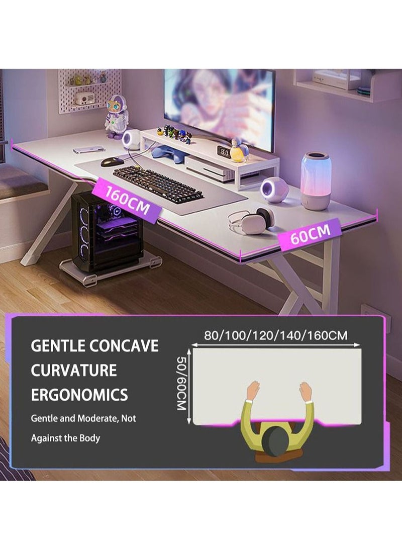 Arabest - Simple White Computer Desk Home Desktop Live Streaming Esports Desk Office Desk Study Desk 140 X 60 X 75cm - Image 1