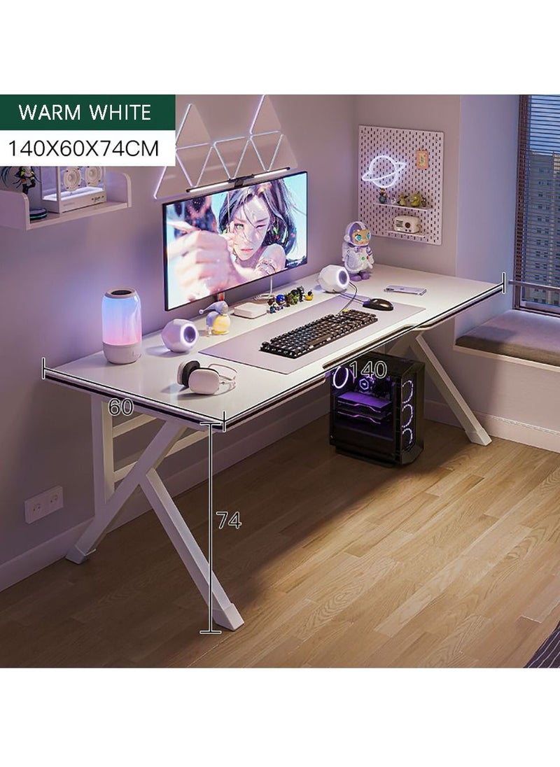 Arabest Simple White Computer Desk Home Desktop Live Streaming Esports Desk Office Desk Study Desk 140 X 60 X 75cm  - Image 2