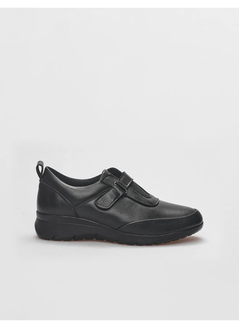 Cabani Genuine Leather Black Velcro Women's Comfort Shoes