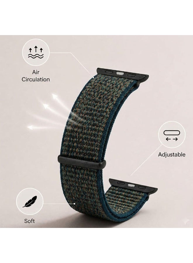 CATANES Breathable Nylon Sport Loop Band Compatible with Apple Watch 44mm 45mm 46mm 49mm for Women Men, iWatch Wrist Straps for Ultra 3 2, Se, Series 11 10 9 8 7 - grey - Image 3