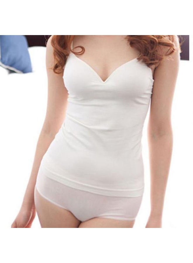 Women Padded Bra Spaghetti Strap V Neck Vest Tank Tops Shirt Blouse - Image 3