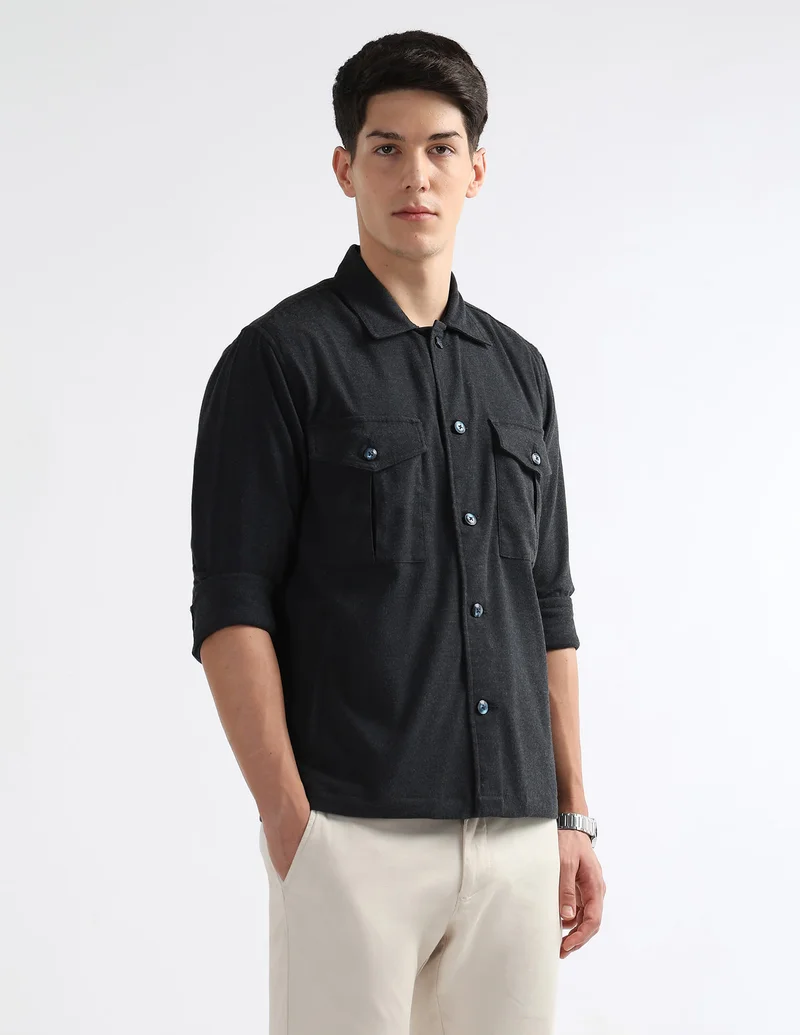 Arrow Dark Grey Twill Outdoor Shirt for Men | Best Price UAE
