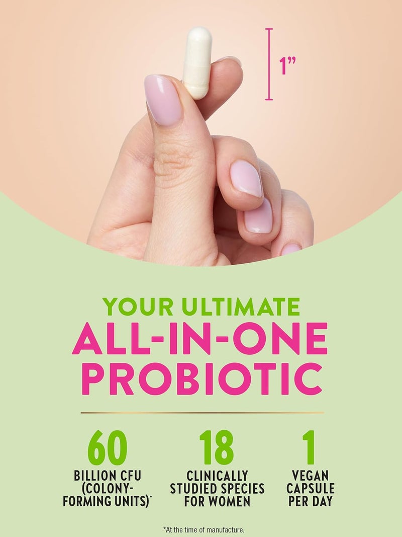 Natures Truth Raw Flora Probiotics for Women  60 Billion CFU  33 Vegan Capsules  with Cranberry  DMannose  Vegan  Gluten Free Vitamins - Image 4