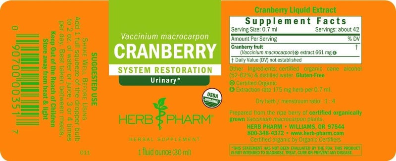 HERB PHARM مستخلص سائل من التوت البري العضوي المعتمد من هيرب فارم لدعم الجهاز البولي 1 أونصة - Image 5
