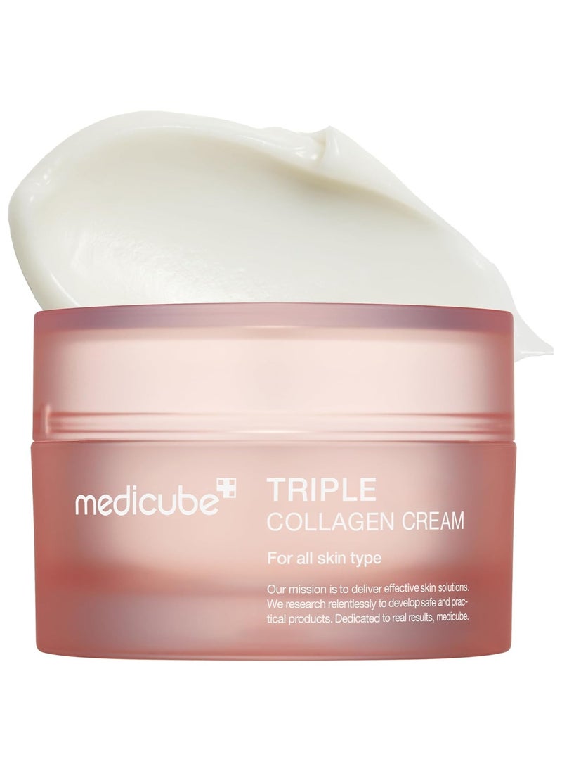 Medicube Triple Collagen Cream - Hydrating & Firming Moisturizer with Hyaluronic Acid, Premium Elastin, Shea Butter - Wrinkle Care & Boosts Elasticity - Korean Skincare  - Image 1
