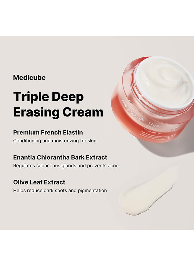 Medicube Triple Collagen Cream - Hydrating & Firming Moisturizer with Hyaluronic Acid, Premium Elastin, Shea Butter - Wrinkle Care & Boosts Elasticity - Korean Skincare  - Image 4
