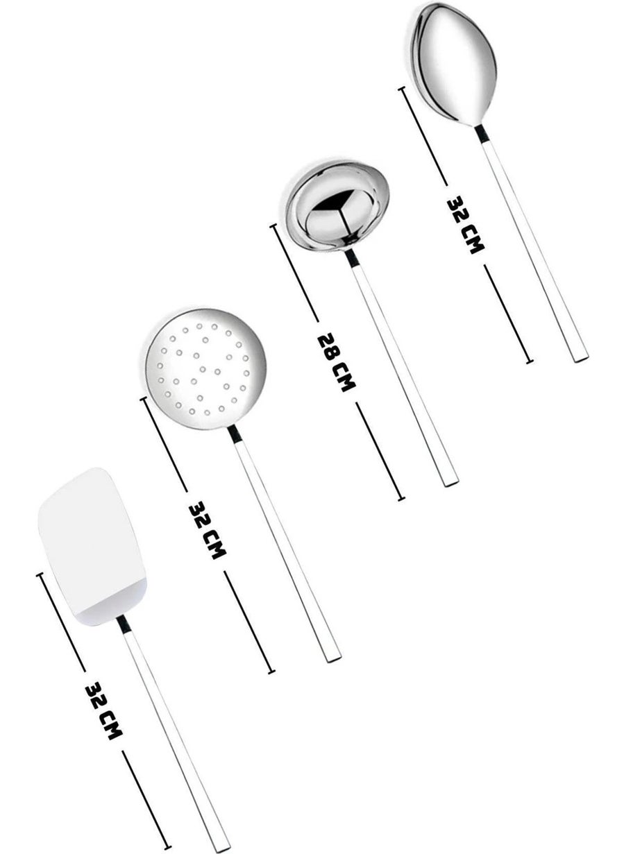 Hazarpazar 4 Piece Luxury Ladle, Colander, Spatula, Spoon Set  - Image 3