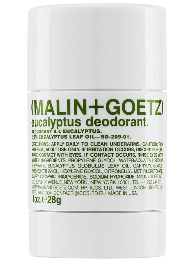 Malin + Goetz Eucalyptus Deodorant, 1 oz. - Men & Women's Stick Deodorant, Scented Deodorant for All Skin Types, Natural Fragrance & Color, Aluminum Free Natural Deodorant - Image 1
