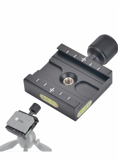 Aluminium 50mm Quick Release Plate QR Clamp with 3/8"-1/4" Screw Adapter for Camera Tripod Head Compatible Swiss Type