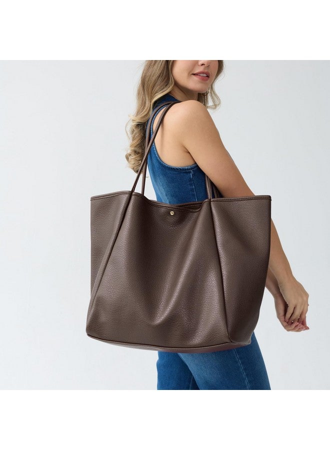 HOXIS Oversize Pu Leather Tote Women Weekender Bag Shopper Handbag Travel Purse (Coffee) - Image 2