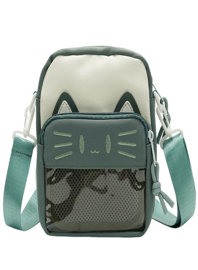 Vobomo Cute Crossbody Bag Kawaii Ita Bag with Insert and Accessories 4 Pins Small Cat Purse for Phone (Green) - Image 1