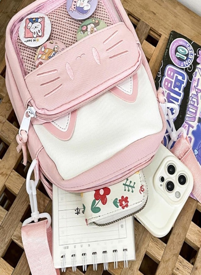 Vobomo Cute Crossbody Bag Kawaii Ita Bag with Insert and Accessories 4 Pins Small Cat Purse for Phone (Green) - Image 2