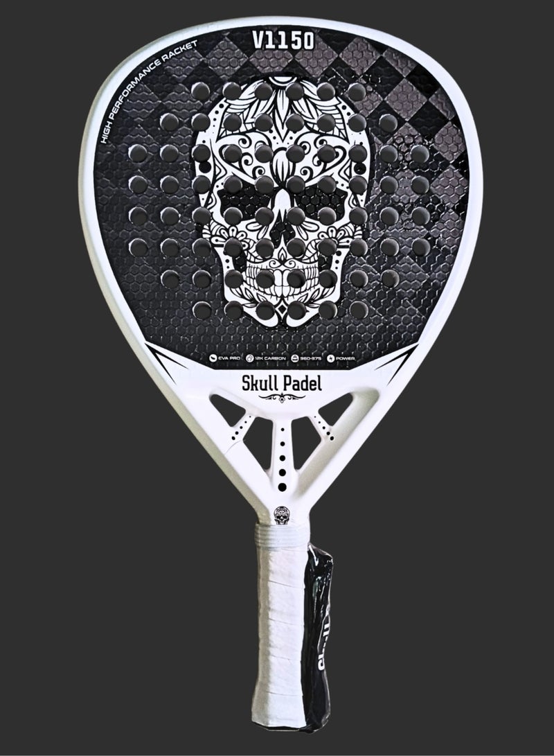 Skull Padel V1150 WHITE 12K CARBON | For Advanced Players - Image 1