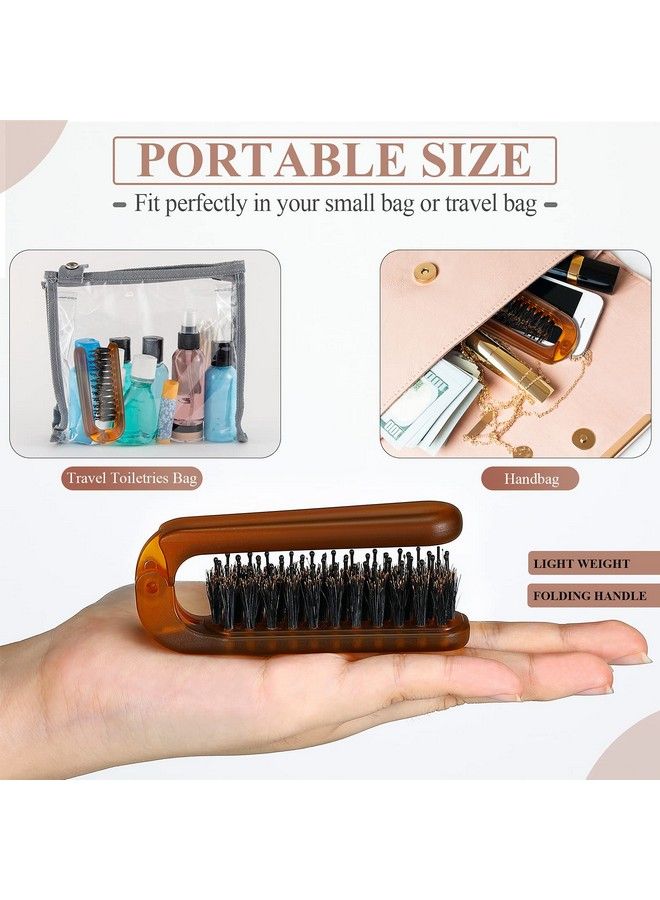 2 Pieces Folding Bristles Hair Comb Collapsible Travel Hair Brush Foldable Pocket Hair Comb Rectangular Folding Hair Comb Compact Hair Brush For Women Men Portable Hair Styling Amber