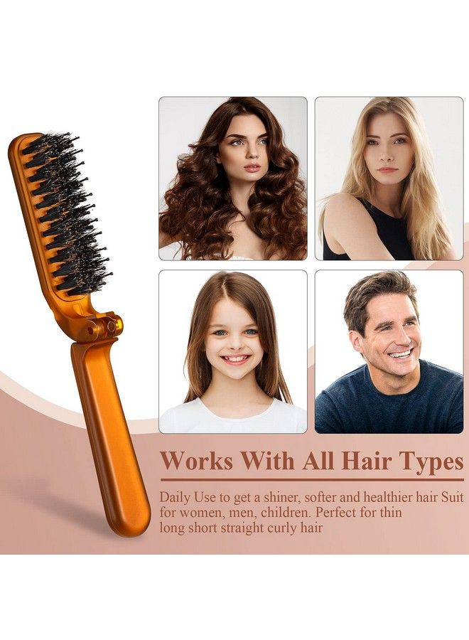 2 Pieces Folding Bristles Hair Comb Collapsible Travel Hair Brush Foldable Pocket Hair Comb Rectangular Folding Hair Comb Compact Hair Brush For Women Men Portable Hair Styling Amber