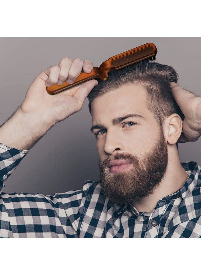 2 Pieces Folding Bristles Hair Comb Collapsible Travel Hair Brush Foldable Pocket Hair Comb Rectangular Folding Hair Comb Compact Hair Brush For Women Men Portable Hair Styling Amber