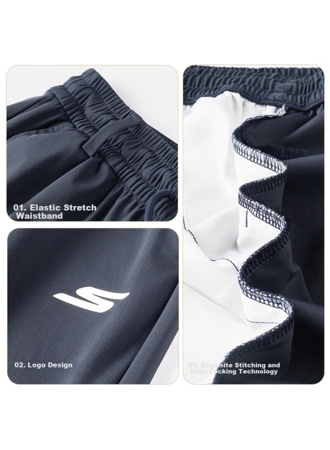 Skechers Men'S Summer New Ice-Cool Comfortable Breathable Shorts Quick-Drying Couple Shorts Navy Blue 2Xl - Image 2