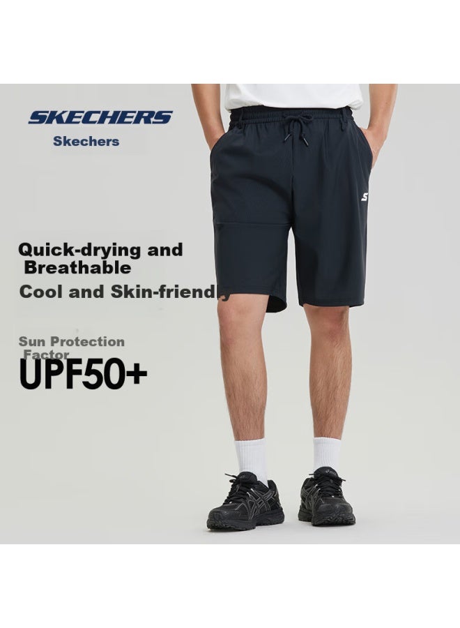 Skechers Men'S Summer New Ice-Cool Comfortable Breathable Shorts Quick-Drying Couple Shorts Navy Blue 2Xl - Image 1