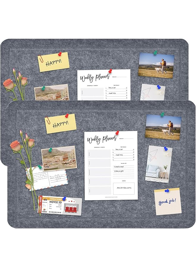 إيروريكس 2 حزمة لوحة إعلانات كبيرة لوحة دبابيس من اللباد لوحة رسائل لوحة إعلانات لوحة مذكرات لوحة إعلانات للجدران وغرف النوم والمكاتب والمدرسة المنزلية وورش العمل 23.6 بوصة × 15.7 بوصة رمادي غامق - Image 1