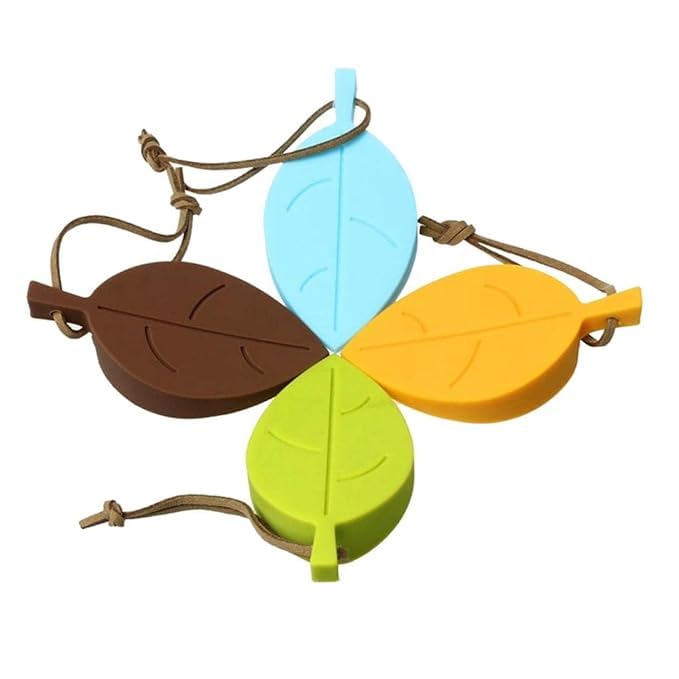 Clickswift Decorative LeafShaped Door Stopper with Rope NonSlip Wedges for NonSlip Kids Rooms Home Office Workplaces Set of 4 Multicolour - Image 1
